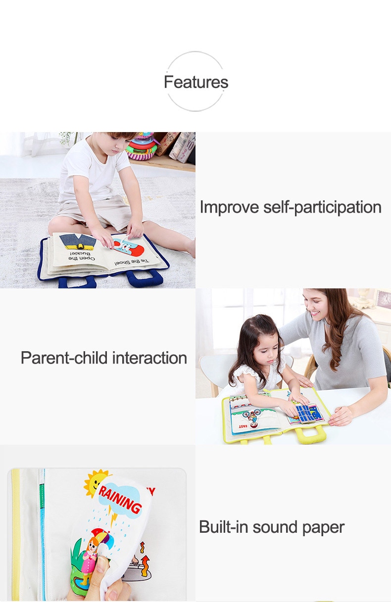 Baby Montessori Toys Book for 0 12 24 Months Soft Cloth Fabric Books for Toddler Activity Quiet Book for Kids 1 Year Old Gift